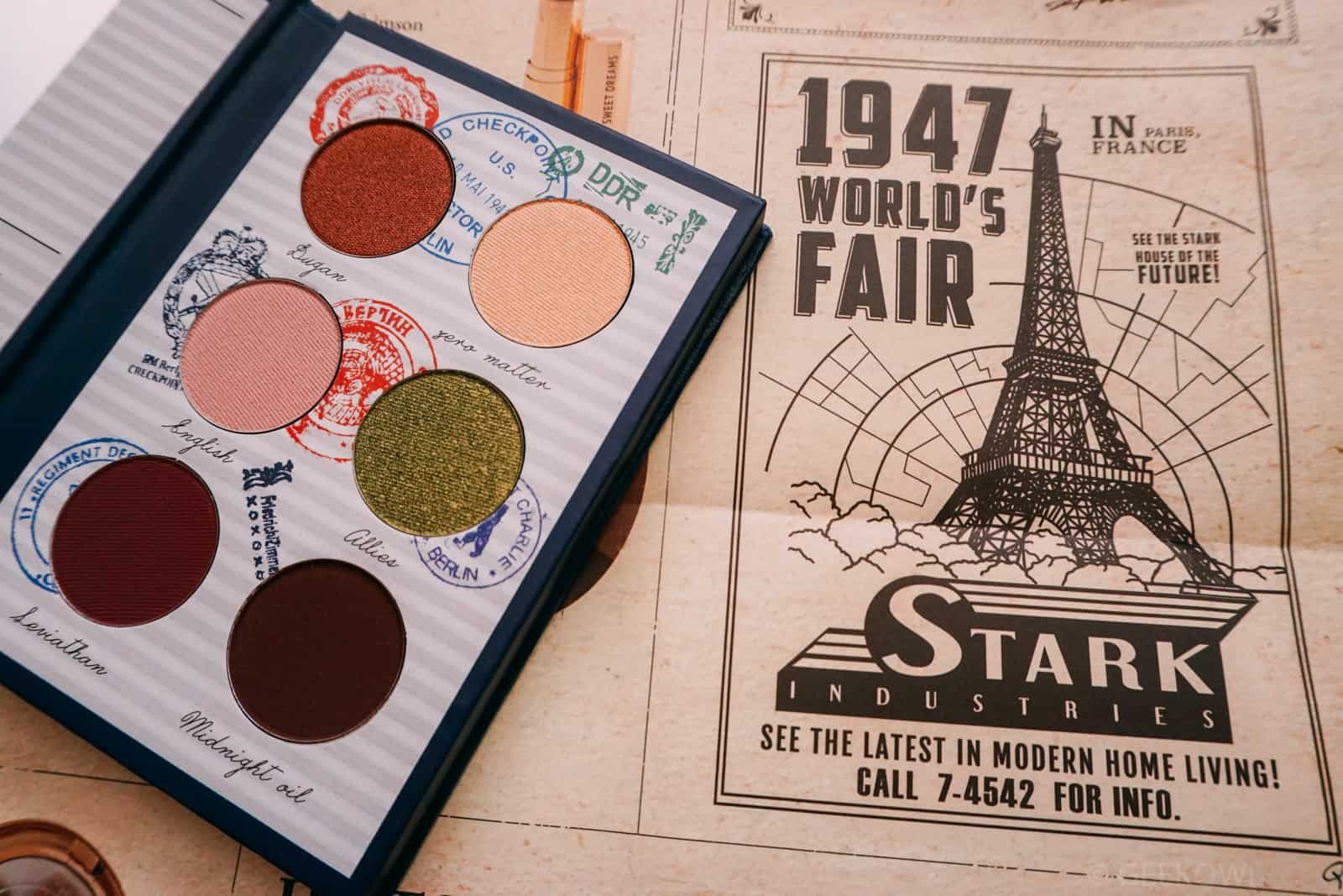 opened agent carter palette on the besame newsletter featuring stark world fair 1947